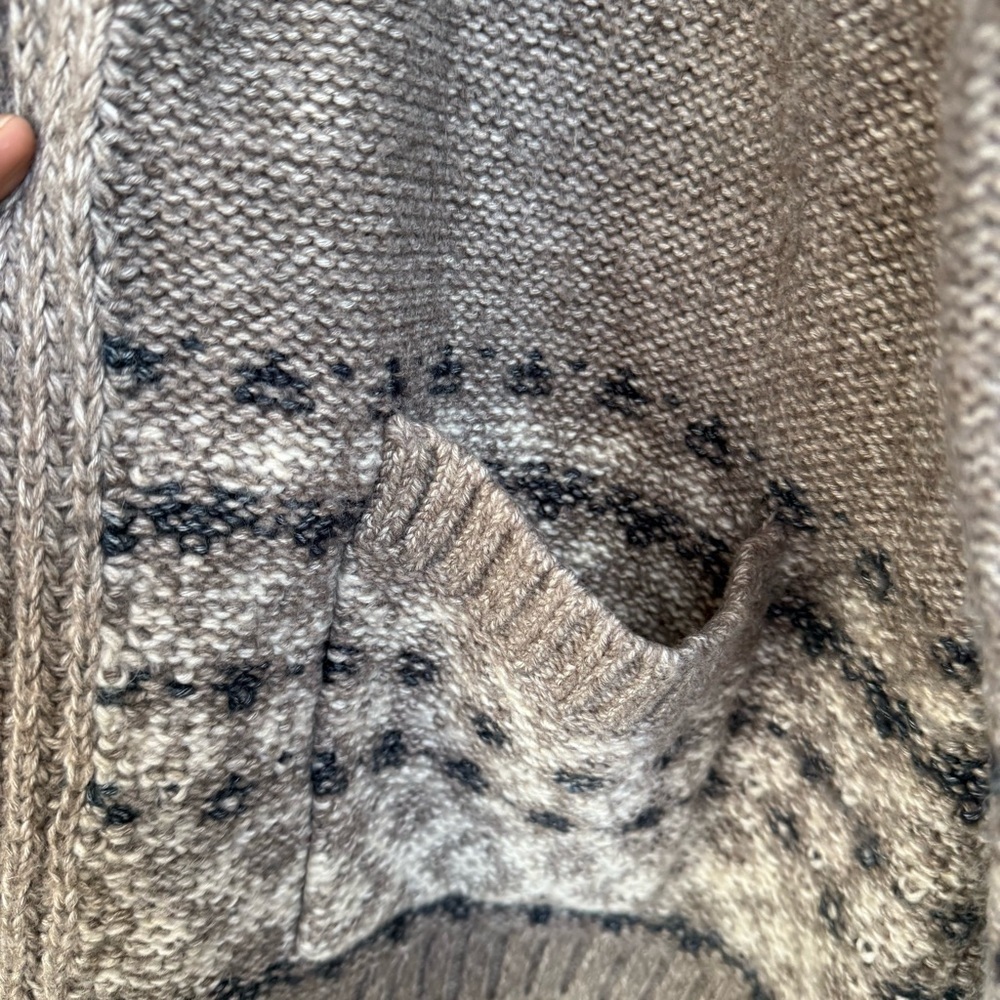 Abercrombie & Fitch Tan Open Cardigan Cozy Knit with Pockets Cotton Acrylic - Picture 3 of 5